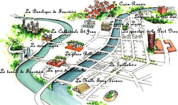 Plan des quartiers de Lyon